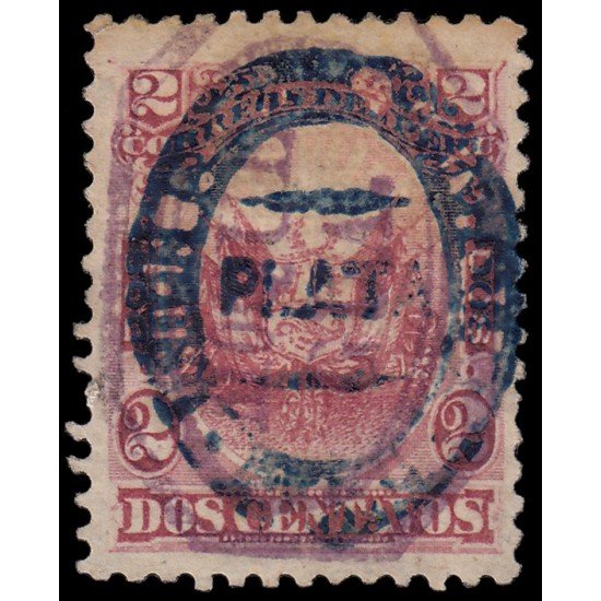 Perú Moquegua 7 1884 Sellos de Perú de 1874-84 con sobrecarga carmín Usado Perú Moquegua 7 1884 Sellos de Perú de 1874-84 con sobrecarga carmín Usado