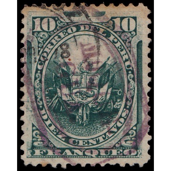 Perú Moquegua 9a 1884 Sellos de Perú de 1874-84 con sobrecarga carmín Usado