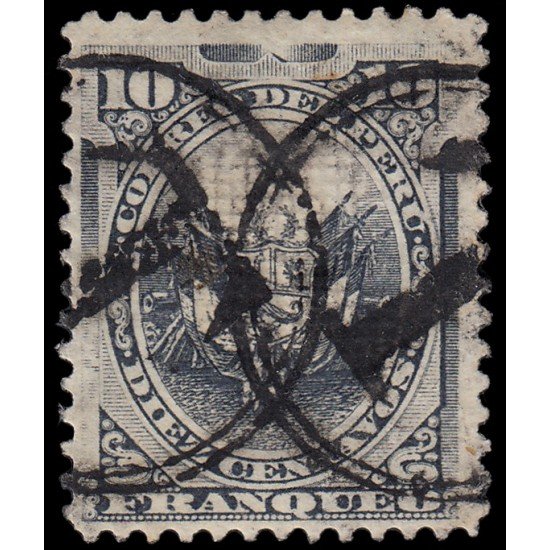 Perú Moquegua 13a 1885 Sellos de Perú de 1884 con sobrecarga MH