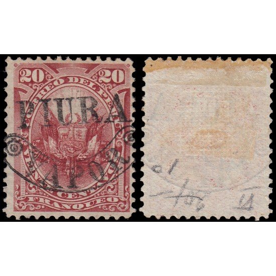 Perú Piura 10 1884 Sellos de Perú de 1881-82 con sobrecarga MH Perú Piura 10 1884 Sellos de Perú de 1881-82 con sobrecarga MH