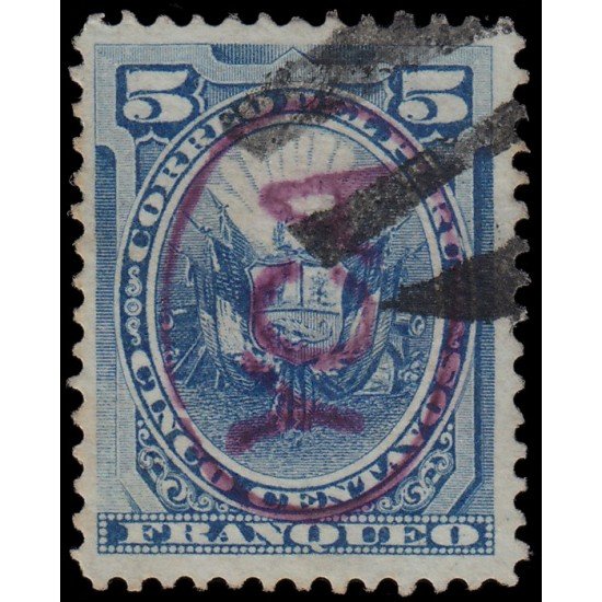 Perú Yca 2 1884 Sellos de Perú de1874-85 con sobrecarga negra o violeta Usado Perú Yca 2 1884 Sellos de Perú de1874-85 con sobrecarga negra o violeta Usado