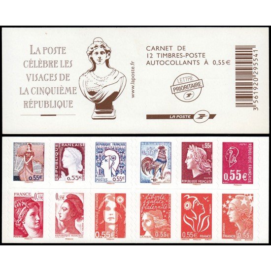 France Francia Carnet 1518-C Diferentes Marianne 12 sellos nº 4287/98 Autoadhesivos