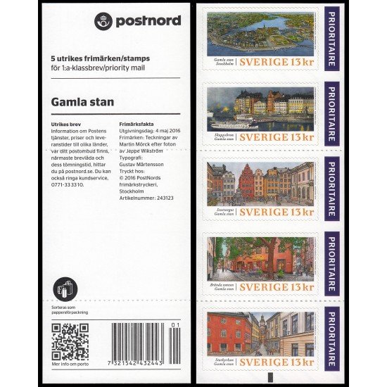Suecia Sweden C3088 2016 Arquitectura Casco antiguo de Estocolmo Carnet Autoadhesivos Suecia Sweden C3088 2016 Arquitectura Casco antiguo de Estocolmo Carnet Autoadhesivos