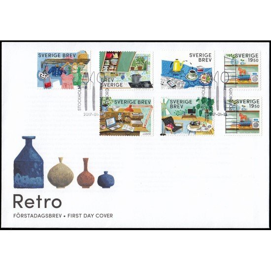 Suecia Sweden  SPD FDC 3129/35 2017 Cultura retro Sobre primer día