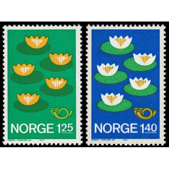 Noruega Norway 693/94 1977 Nórdico 1977 Nenúfares MNH Noruega Norway 693/94 1977 Nórdico 1977 Nenúfares MNH