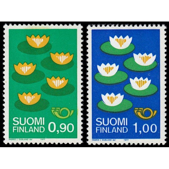 Finlandia Finland 767/68 1977 Nórdico 1977 Nenúfares MNH Finlandia Finland 767/68 1977 Nórdico 1977 Nenúfares MNH