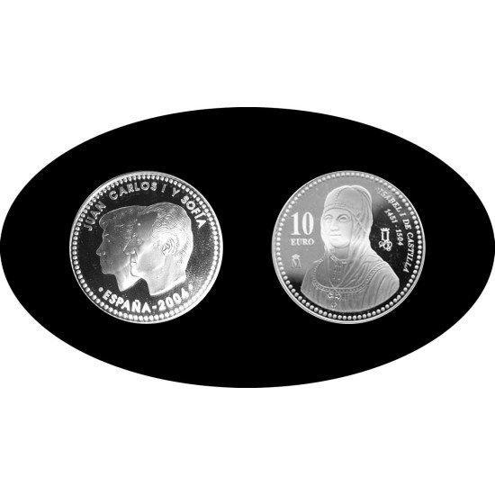 España Spain 2004 10€ Juan Carlos I Isabel I Plata Ag España Spain 2004 10€ Juan Carlos I Isabel I Plata Ag