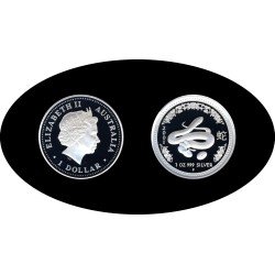 Australia 1 OZ onza 2001 Año de la Serpiente Year of the Snake 1$ Plata Ag 