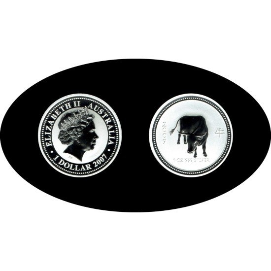 Australia 1 OZ onza 2007 Year of the ox Año del buey 2009 1$ Plata Ag Australia 1 OZ onza 2007 Year of the ox Año del buey 2009 1$ Plata Ag