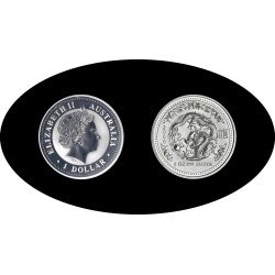 Australia 1 OZ onza 2000 Año del Dragón Year of the Dragon 1$ Plata Ag 