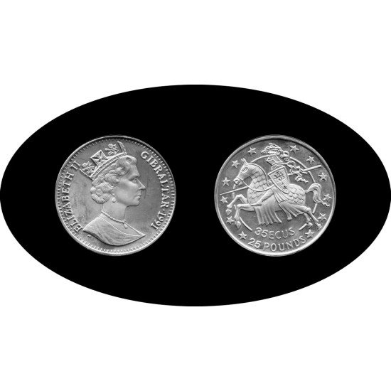 Gibraltar 1991 35 Ecu Elizabeth II y Caballero Plata Ag Gibraltar 1991 35 Ecu Elizabeth II y Caballero Plata Ag