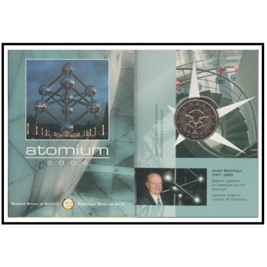 Bélgica 2006 Cartera Oficial Coin Card Moneda 2 € conm Atomium