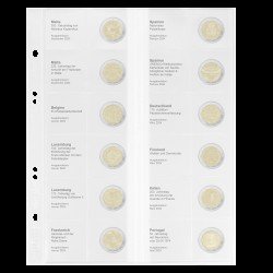 Lindner MU2E34 Hoja impresa Multi Collect para monedas de 2 € conmemorativos: Malta 2023 Portugal 2024 