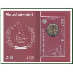Italia 2024 2 € euros conmemorativos Cartera Oficial Rita Levi-Montalcini