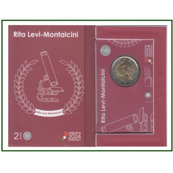 Italia 2024 2 € euros conmemorativos Cartera Oficial Rita Levi-Montalcini