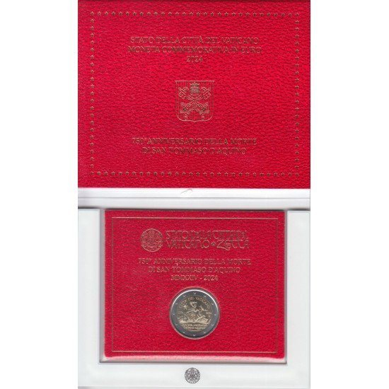 Vaticano 2024 Cartera Oficial Moneda 2 € euros Conmemorativos Sto. Tomás  Aquino