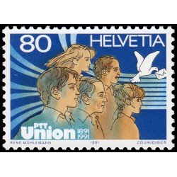 Suiza Switzerland 1382 1991 Centenario de la Unión de PTT MNH Suiza Switzerland 1382 1991 Centenario de la Unión de PTT MNH