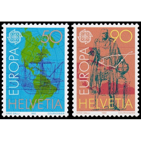 Suiza Switzerland 1393/94 1992 500 aniv. descubrimiento de América por Cristobal Colón MNH Suiza Switzerland 1393/94 1992 500 aniv. descubrimiento de América por Cristobal Colón MNH