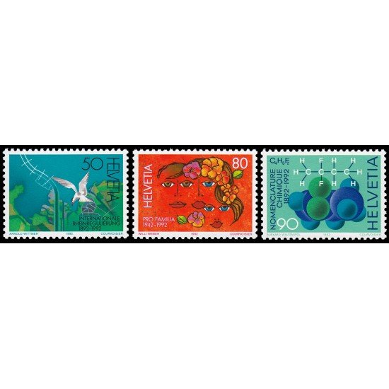 Suiza Switzerland 1395/97 1992 Aniversarios MNH