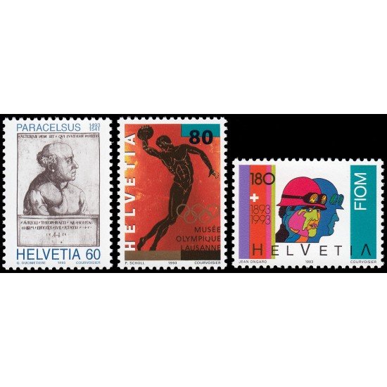 Suiza Switzerland 1421/23 1993 Aniversarios y acontecimientos MNH Suiza Switzerland 1421/23 1993 Aniversarios y acontecimientos MNH