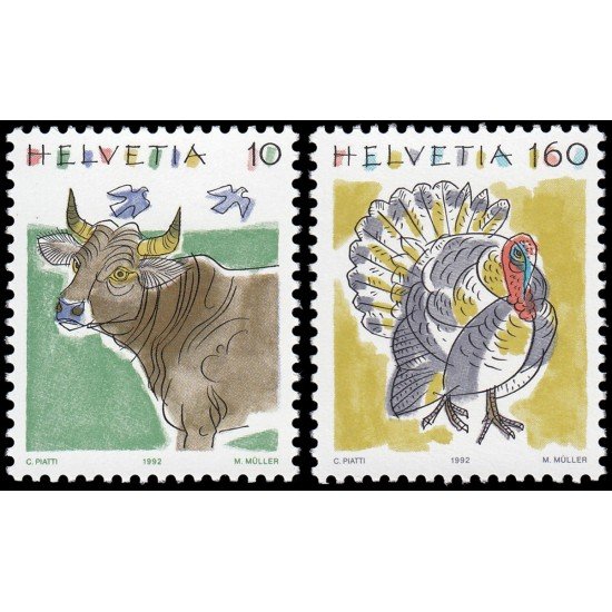 Suiza Switzerland 1389/90 1992 Animales III MNH