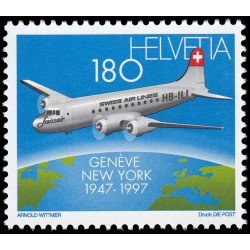 Suiza Switzerland 1537 1997 50 aniv. de los vuelos de Swissair sobre el Atlántico Norte MNH Suiza Switzerland 1537 1997 50 aniv. de los vuelos de Swissair sobre el Atlántico Norte MNH