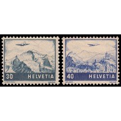 Suiza Switzerland A-42/43 1948 Avión sobre paisajes MH