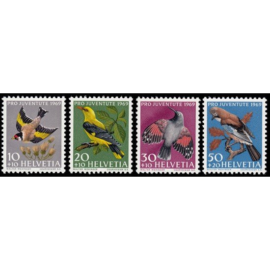 Suiza Switzerland 846/49 1969 Pro juventud Aves MNH