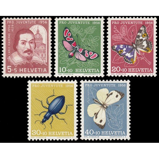 Suiza Switzerland 581/85 1956 Pro juventud Mariposas Butterflies MH