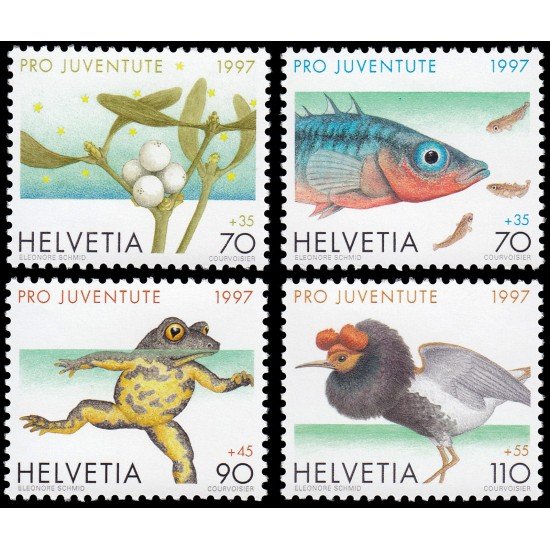 Suiza Switzerland 1557/60 1997 Pro juventud Navidad Fauna diversa MNH Suiza Switzerland 1557/60 1997 Pro juventud Navidad Fauna diversa MNH