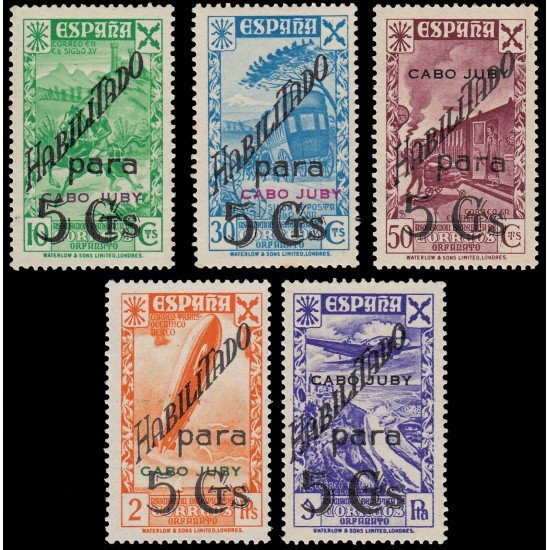 Cabo Juby Beneficencia 7/11 1941 Sellos anteriores con nuevo valor en habilitación MNH