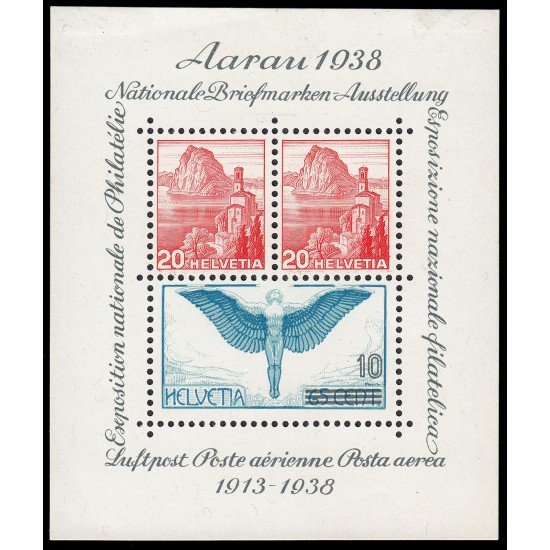 Suiza Switzerland HB 4 1938 Exposición Filatélica Nacional de Aarau MH
