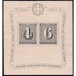 Suiza Switzerland HB 9 1943 Centenario del sello Suizo MNH Suiza Switzerland HB 9 1943 Centenario del sello Suizo MNH