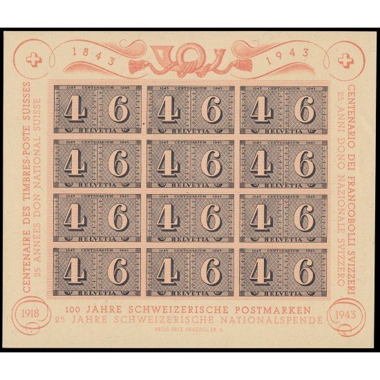 Suiza Switzerland HB 8 1943 Centenario del sello Suizo MNH