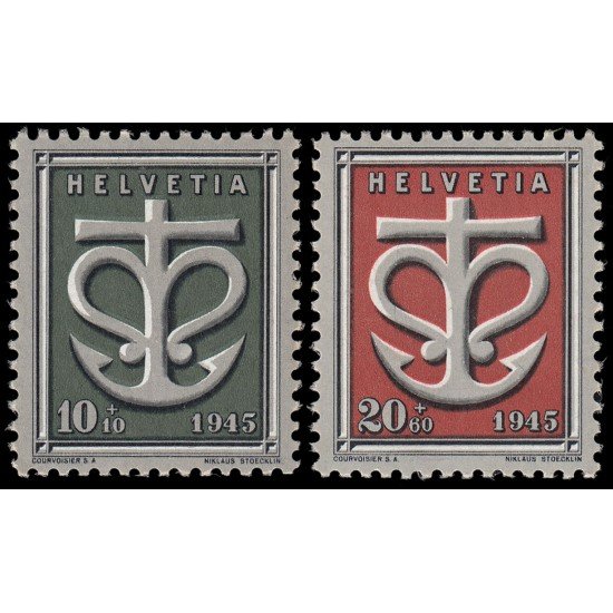 Suiza Switzerland 403/04 1945 Obras de asistencia a la guerra Escudo MNH Suiza Switzerland 403/04 1945 Obras de asistencia a la guerra Escudo MNH