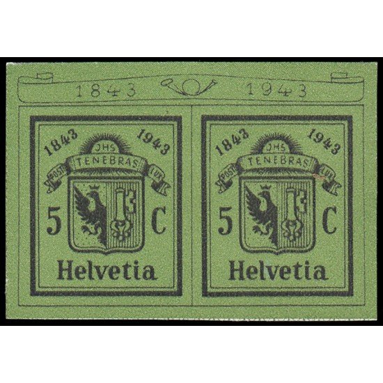 Suiza Switzerland SH procedente de hojita HB 10 1943 Centenario del sello Suizo MNH Suiza Switzerland SH procedente de hojita HB 10 1943 Centenario del sello Suizo MNH