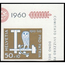Suiza Switzerland SH procedente de hojita HB 17 1960 Pro Patria Lechuza MNH Suiza Switzerland SH procedente de hojita HB 17 1960 Pro Patria Lechuza MNH