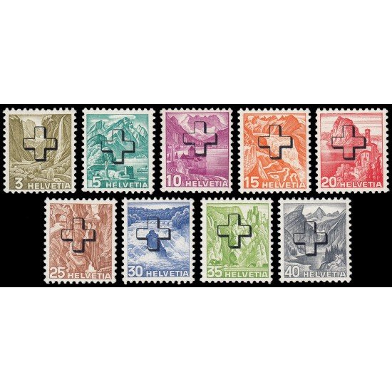 Suiza Switzerland Servicios 150/58 1938 Paisajes Cruz sobreimpresa MH Suiza Switzerland Servicios 150/58 1938 Paisajes Cruz sobreimpresa MH