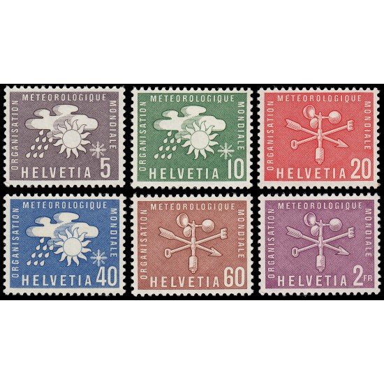 Suiza Switzerland Servicios 375/80 1956 Organización Meteorológica Mundial MNH