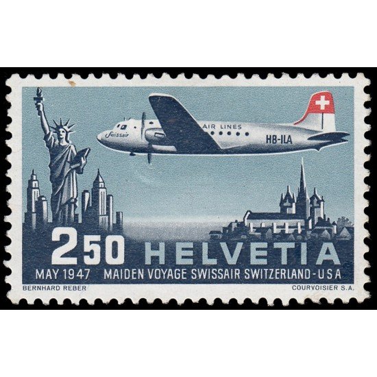 Suiza Switzerland A-41 1947 Primer enlace aéreo Suiza - Estados Unidos MH