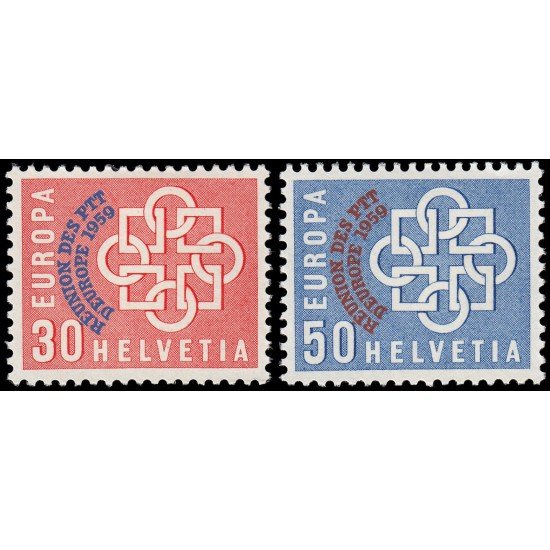 Suiza Switzerland 632/33 1959 Europa Conferencia PTT MH Suiza Switzerland 632/33 1959 Europa Conferencia PTT MH