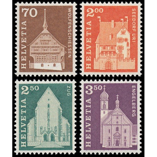 Suiza Switzerland 795/98 1967 Historia Postal Motivos y Monumentos MNH Suiza Switzerland 795/98 1967 Historia Postal Motivos y Monumentos MNH