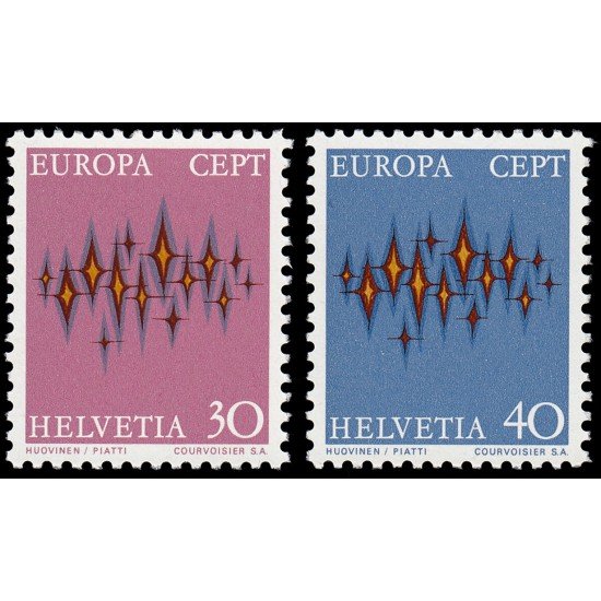 Suiza Switzerland 899/00 1972 Europa C.E.P.T. Estrellas MNH Suiza Switzerland 899/00 1972 Europa C.E.P.T. Estrellas MNH