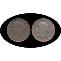 España 5 Pesetas Plata Duro 1898 *98 SG V Alfonso XIII España 5 Pesetas Plata Duro 1898 *98 SG V Alfonso XIII