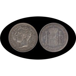 España 5 Pesetas Plata Duro 1871 *71 SD M Amadeo I