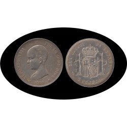 España 5 Pesetas Plata Duro 1888 *88 MP M Alfonso XIII España 5 Pesetas Plata Duro 1888 *88 MP M Alfonso XIII