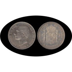 España 5 Pesetas Plata Duro 1884 *84 MS M Alfonso XII España 5 Pesetas Plata Duro 1884 *84 MS M Alfonso XII
