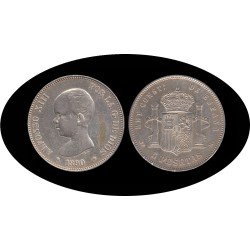 España 5 Pesetas Plata Duro 1890 *90 MP M Alfonso XIII España 5 Pesetas Plata Duro 1890 *90 MP M Alfonso XIII