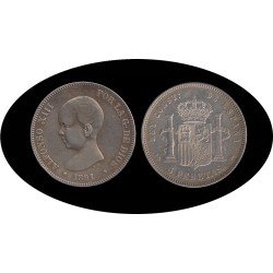 España 5 Pesetas Plata Duro 1891 *91 PG M Alfonso XIII España 5 Pesetas Plata Duro 1891 *91 PG M Alfonso XIII