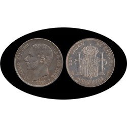 España 5 Pesetas Plata Duro 1884 *84 MS M Alfonso XII España 5 Pesetas Plata Duro 1884 *84 MS M Alfonso XII